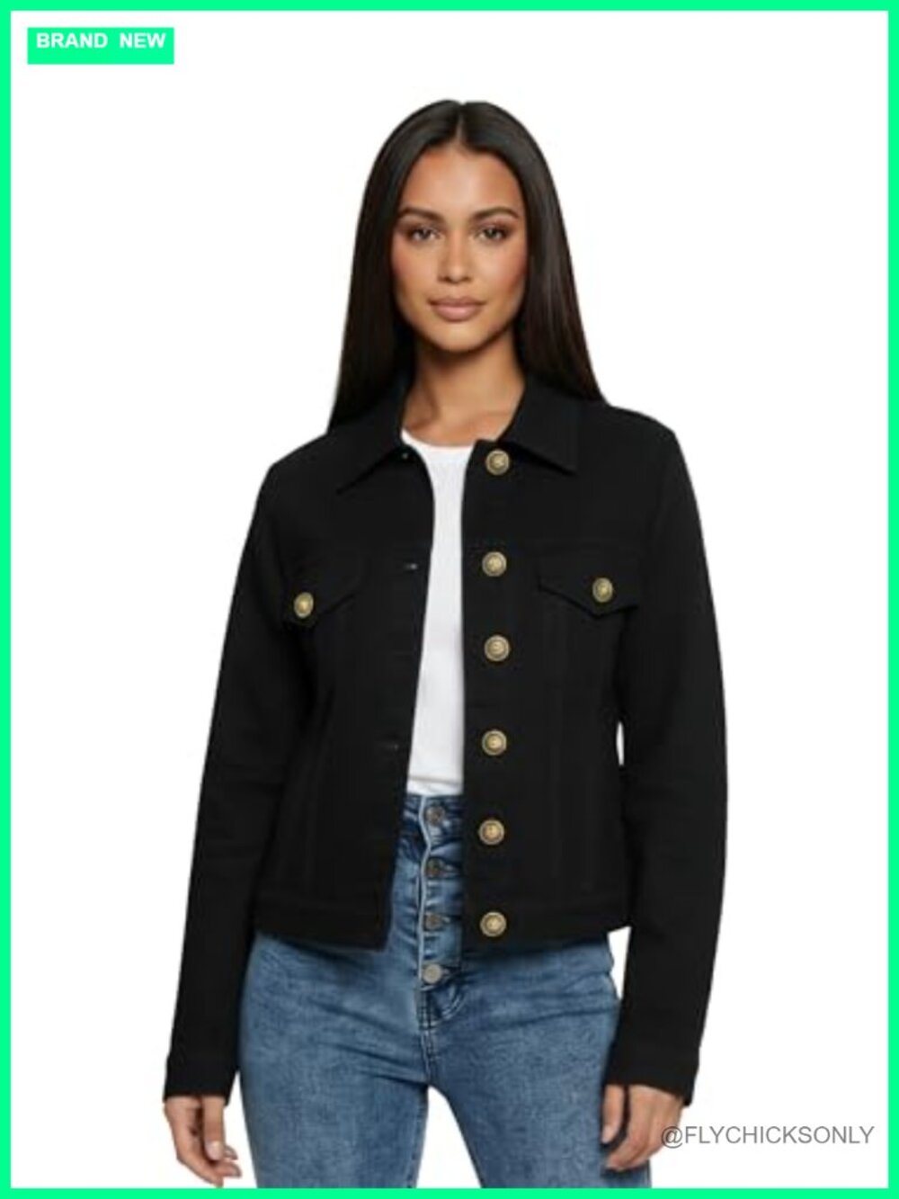 Cotton Denim Jacket Stretchy Fitted Lightweight Trendy Women's Jean Jacket